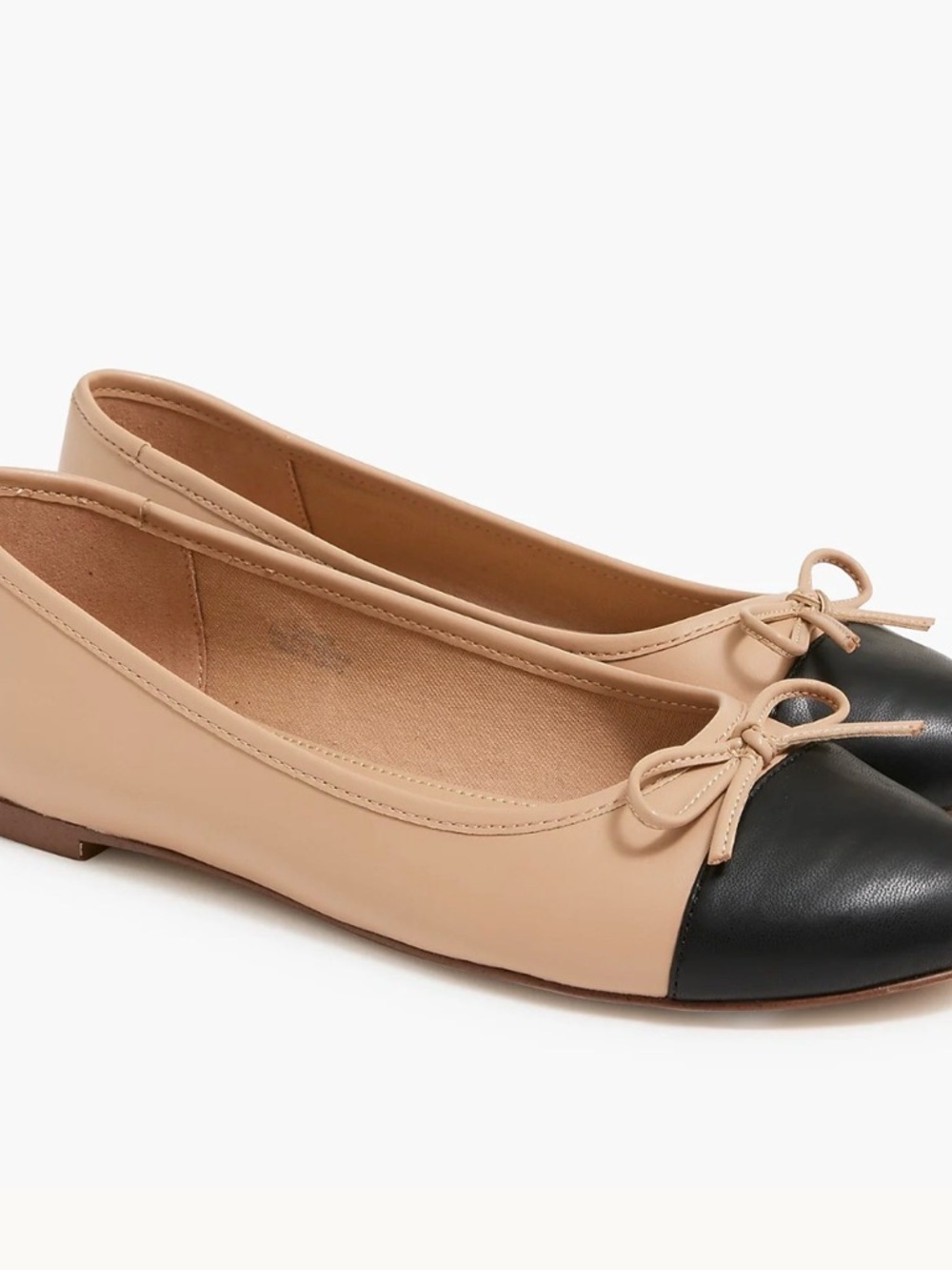 NEW J.Crew Beige and Black Two-Tone Bow Cap Toe Ballet Flats 9